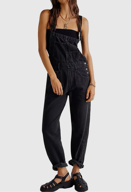 Black Denim Overalls