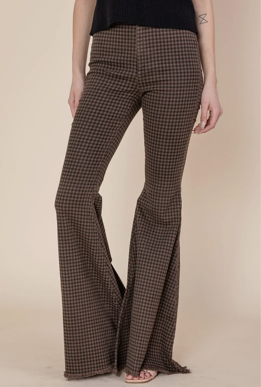 Plaid Flared Pants