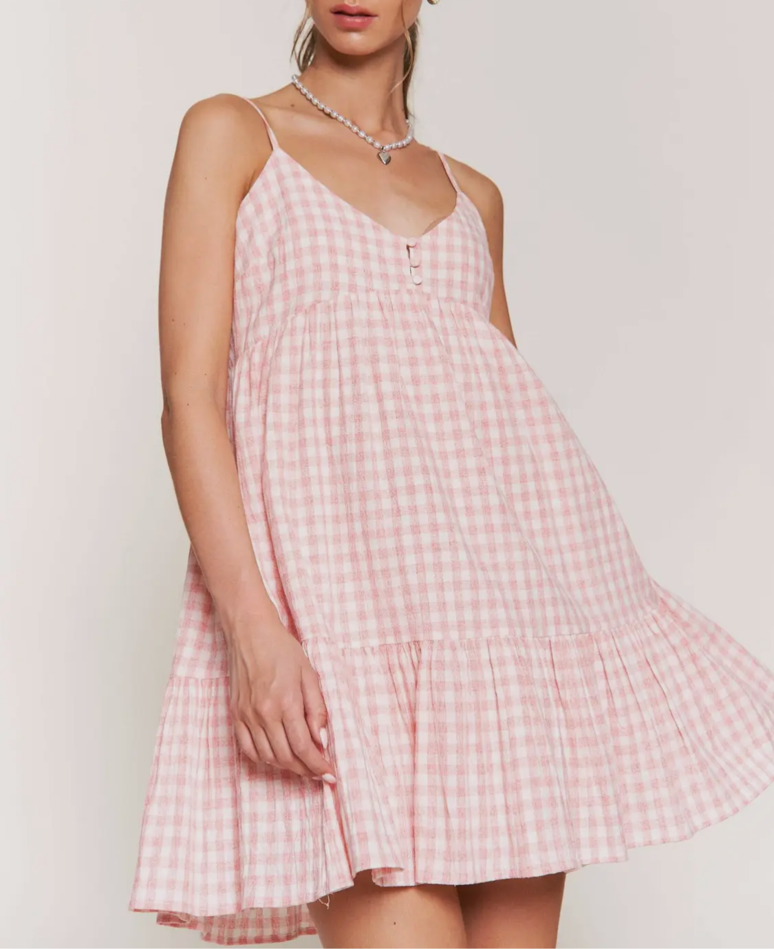 Coral Checkered Dress