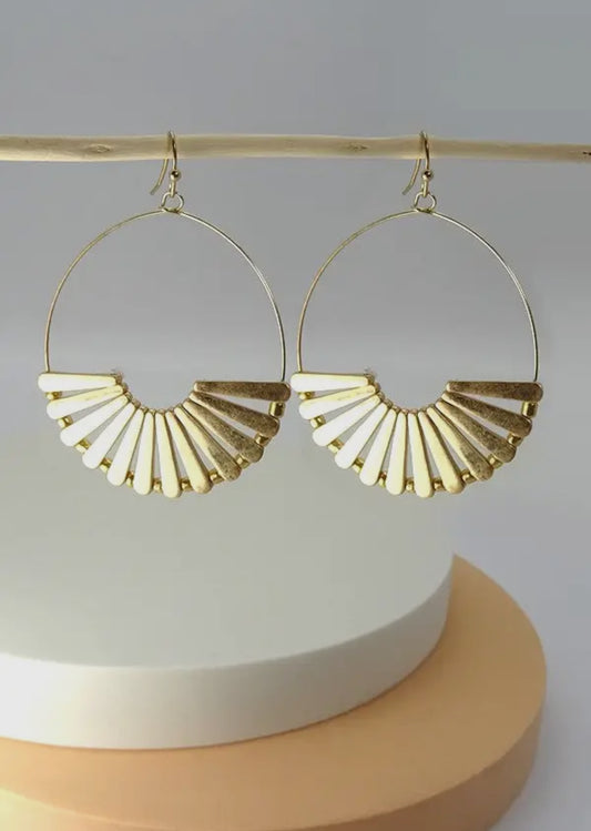 Gold fan earrings