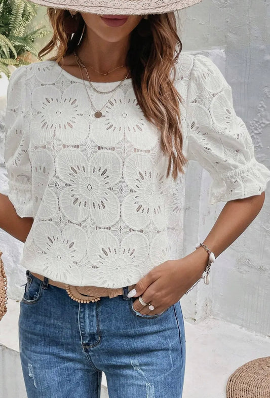 White Eyelet Top