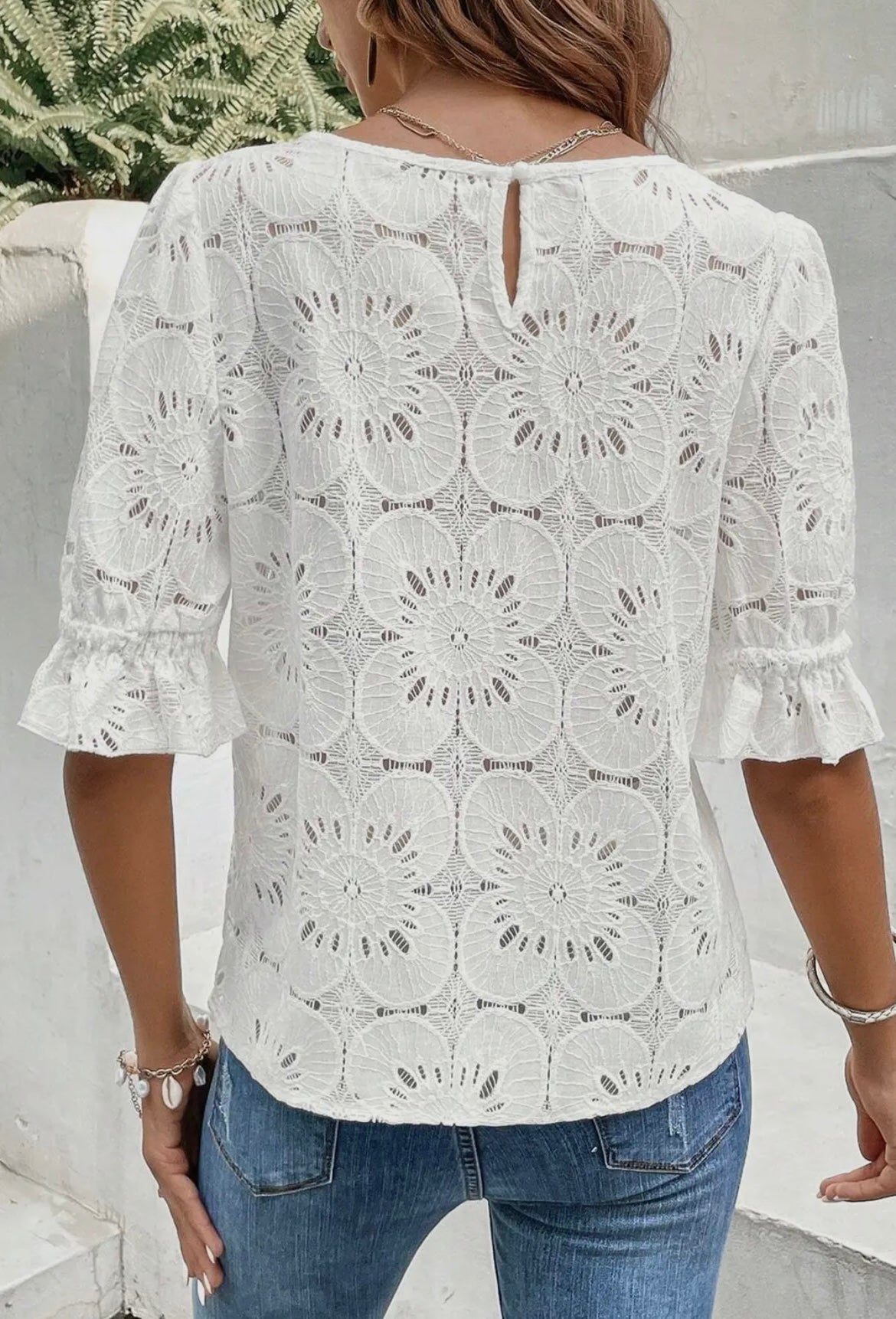 White Eyelet Top