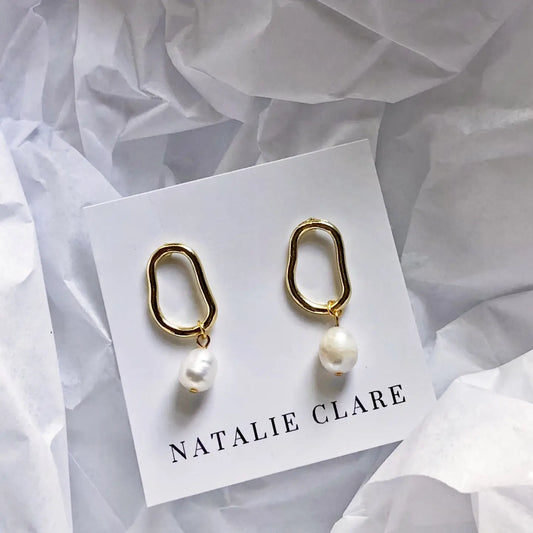 abstract pearl earrings