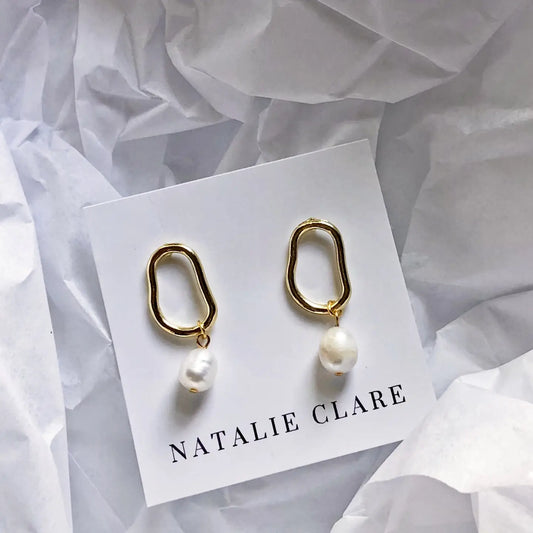 Abstract Pearl Earrings